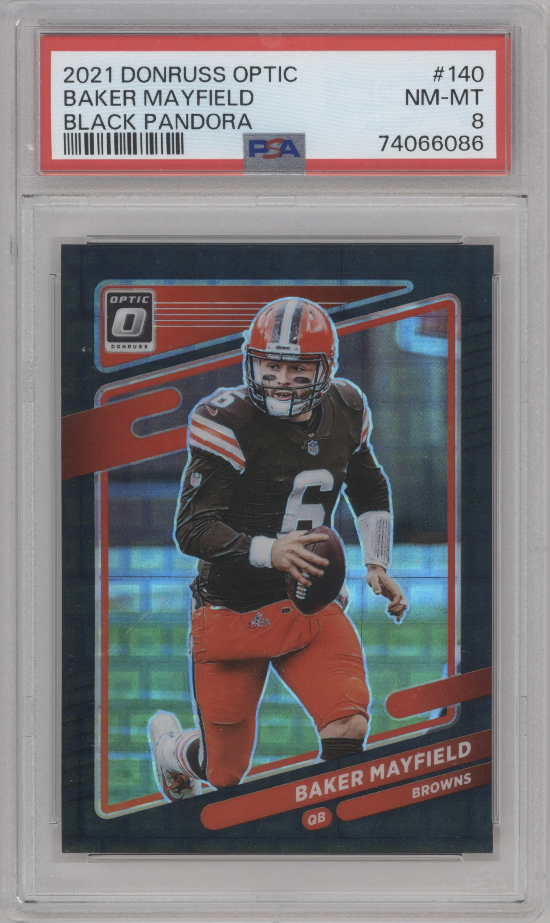 2021 Panini Donruss Optic Baker Mayfield Black Pandora #140 PSA 8
