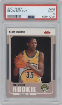 Kevin Durant from the 2007-08 Fleer set graded by PSA and given an overall grade of 9.