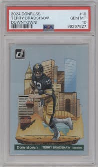 Terry Bradshaw from the 2024 Donruss set graded by PSA and given an overall grade of 10.