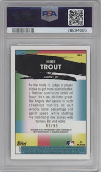 Mike Trout from the 2021 Bowman’s Best set graded by PSA and given an overall grade of 9.