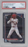 Christian Moore from the 2024 Bowman Draft set graded by PSA and given an overall grade of 9.