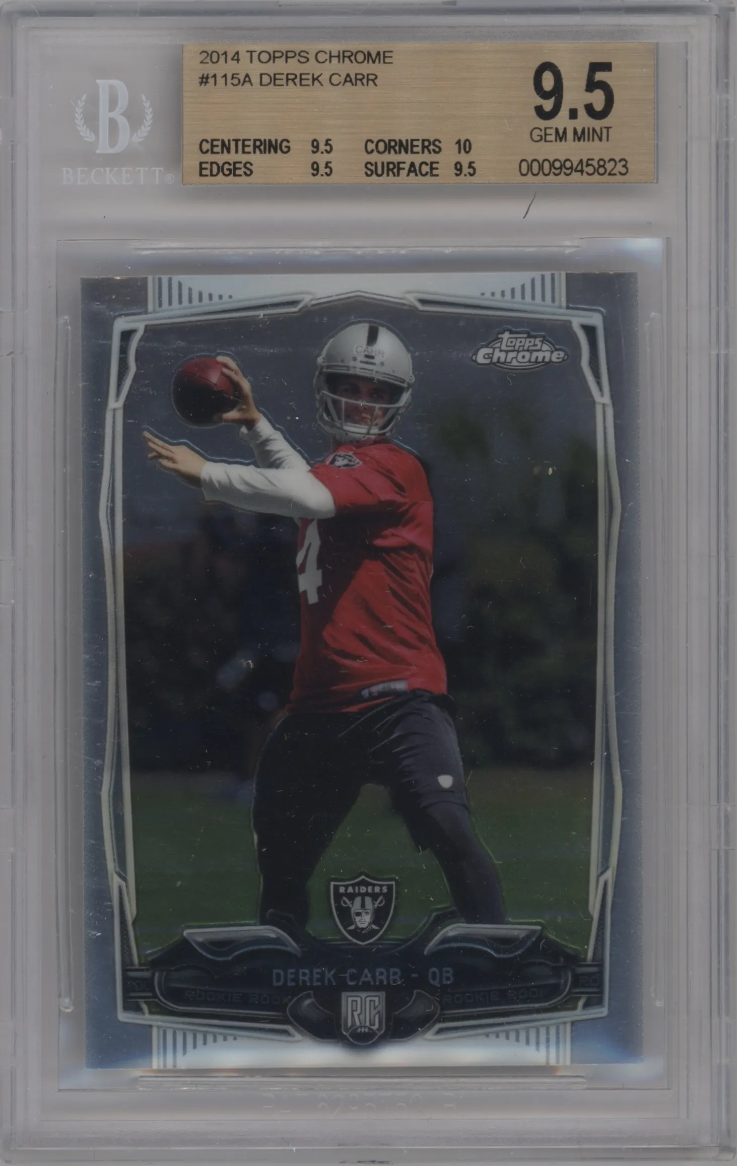 2014 Topps Chrome Derek Carr BGS 9.5