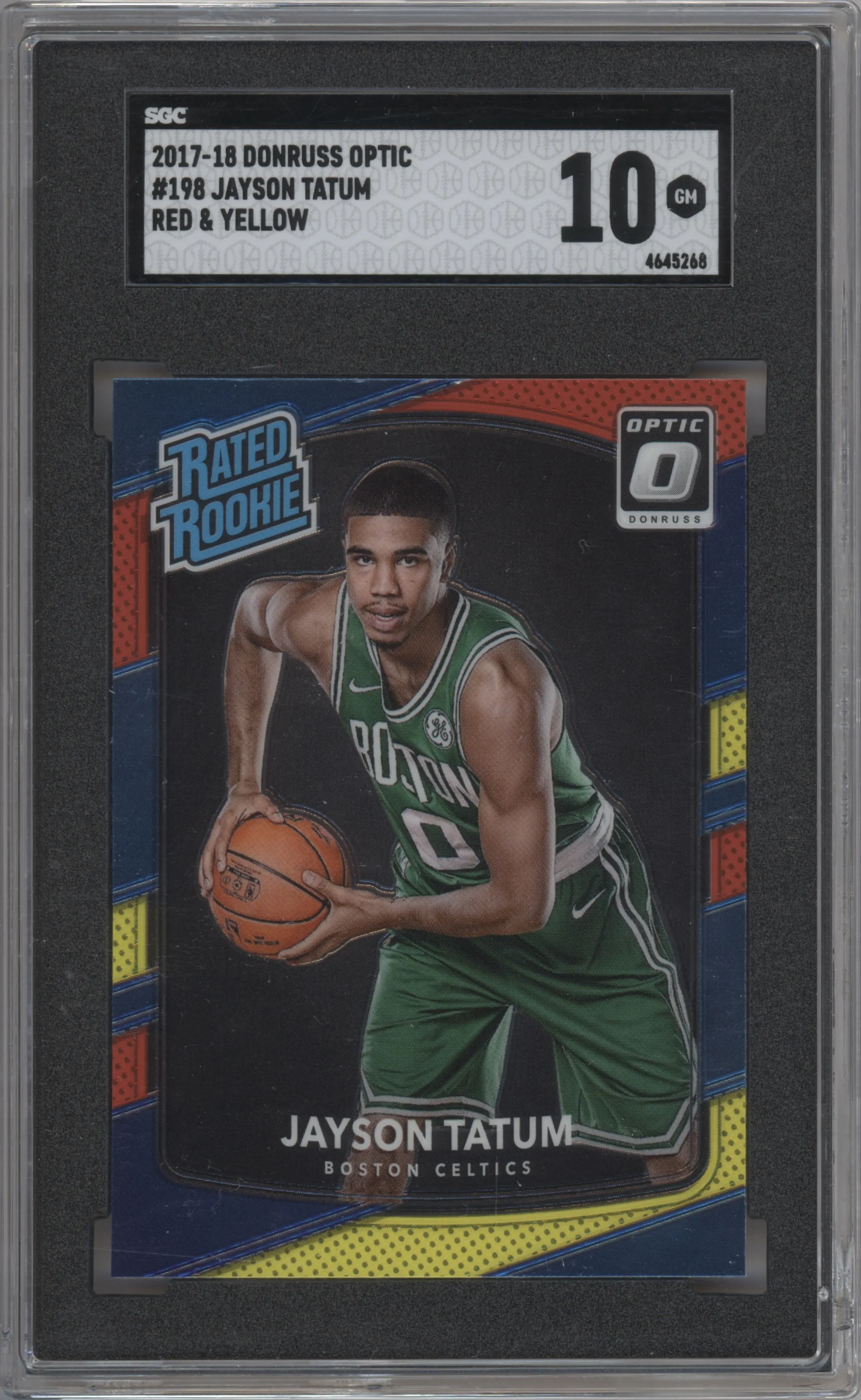 2017 Panini Donruss Optic Rated Rookie Jayson Tatum Red/Yellow #198 SGC 10