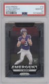 J.J. McCarthy from the 2024 Panini Prizm set graded by PSA and given an overall grade of 10.