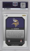 J.J. McCarthy from the 2024 Panini Prizm set graded by PSA and given an overall grade of 10.