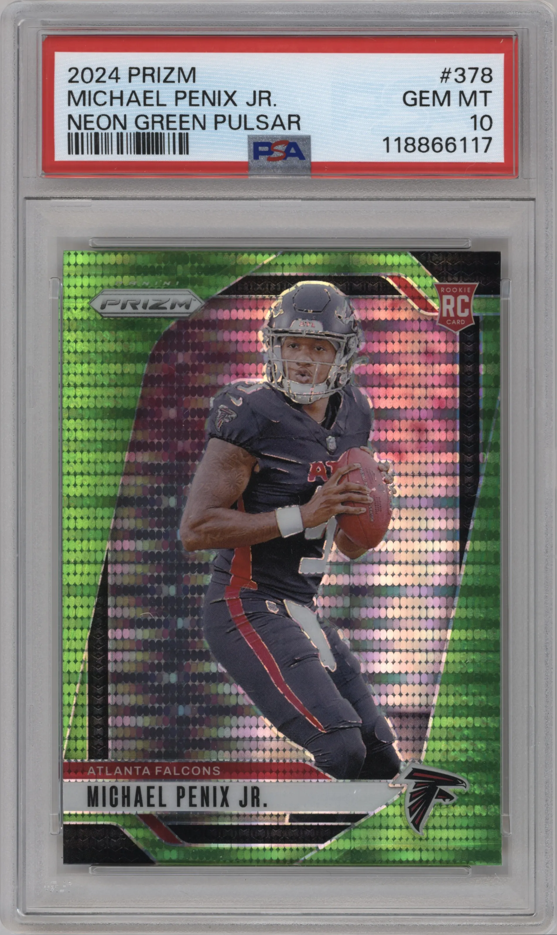 2024 Panini Prizm Michael Penix Jr. Neon Green Pulsar #378 PSA 10