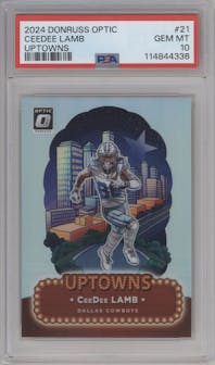 CeeDee Lamb from the 2024 Donruss Optic set graded by PSA and given an overall grade of 10.