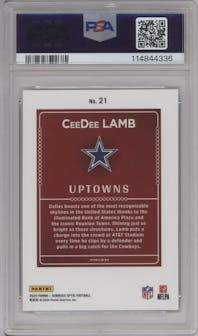 CeeDee Lamb from the 2024 Donruss Optic set graded by PSA and given an overall grade of 10.