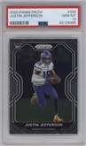 Justin Jefferson from the 2020 Panini Prizm set graded by PSA and given an overall grade of 10.