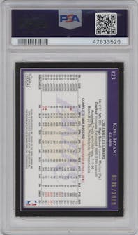Kobe Bryant from the 2009-10 Topps set featuring a Gold parallel graded by PSA and given an overall grade of 8.