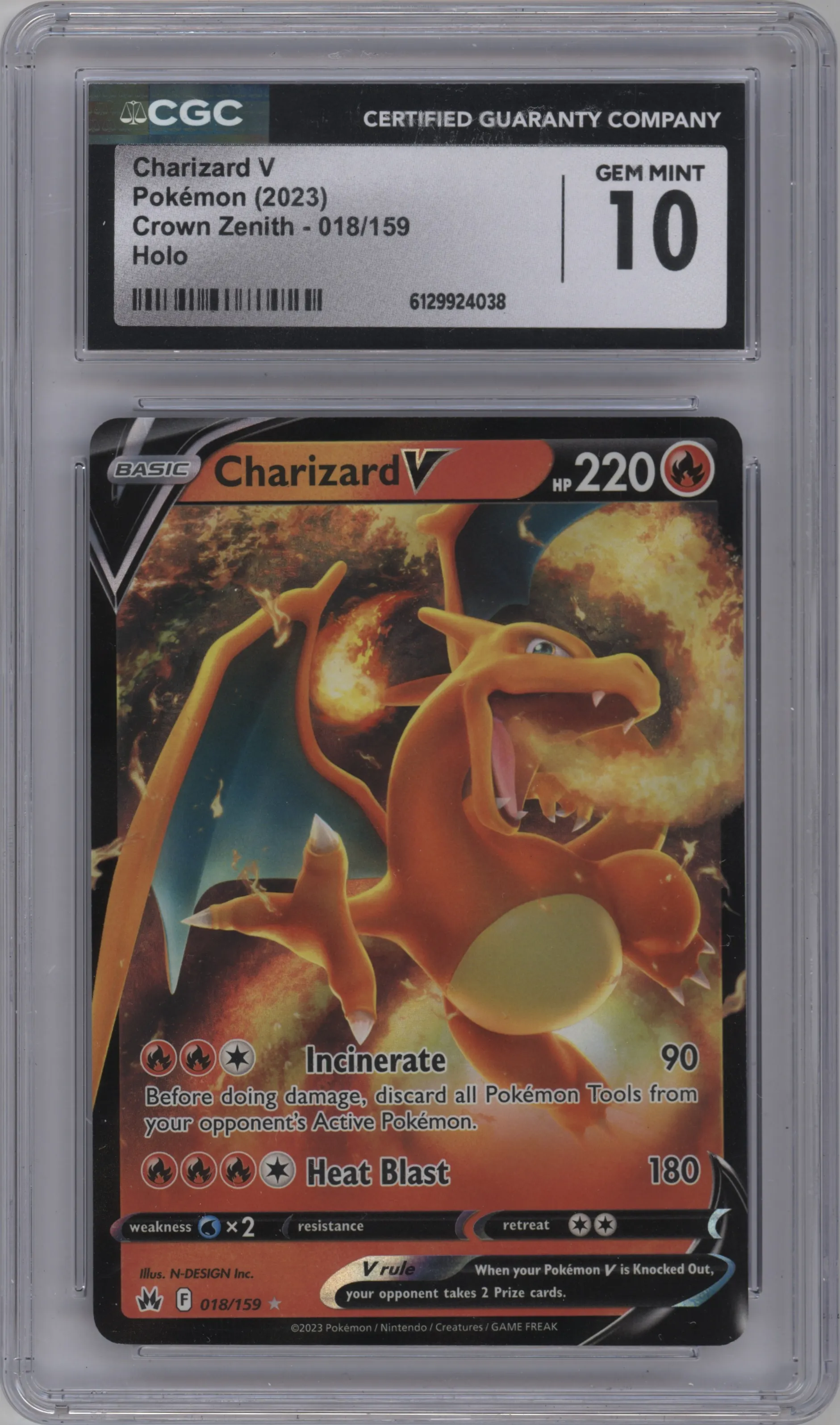 2023 Pokemon SWSH Crown Zenith Charizard V CGC 10