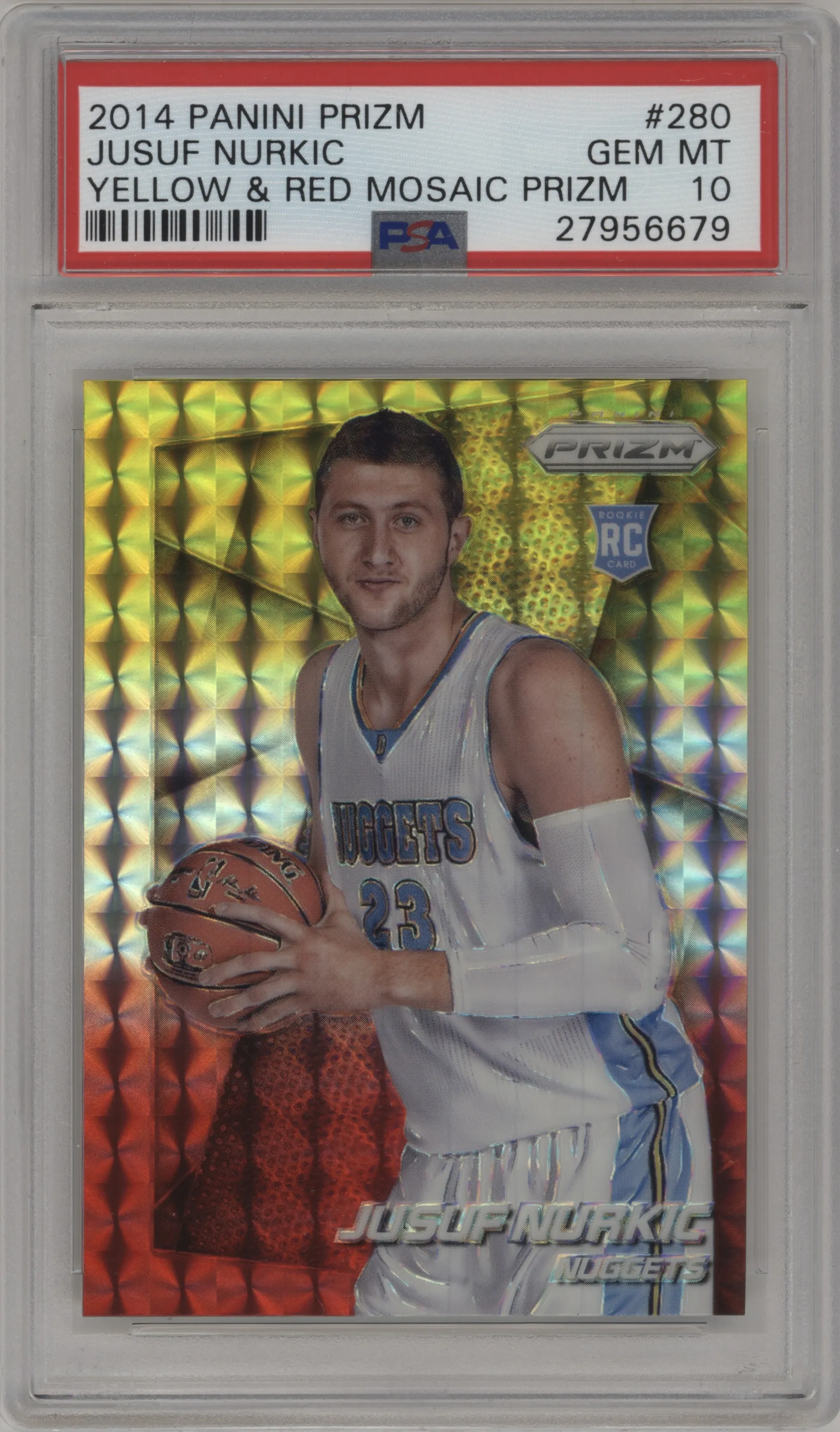 2014 Panini Prizm Jusuf Nurkic Yellow & Red Mosaic PSA 10