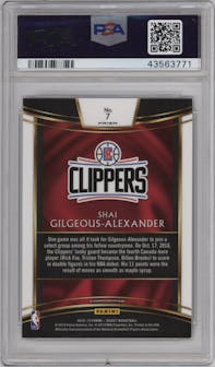 Shai Gilgeous-Alexander from the 2018-19 Panini Select  set featuring a Silver Prizm parallel graded by PSA and given an overall grade of 10.