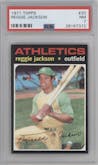 Reggie Jackson from the 1971 Topps set graded by PSA and given an overall grade of 7.