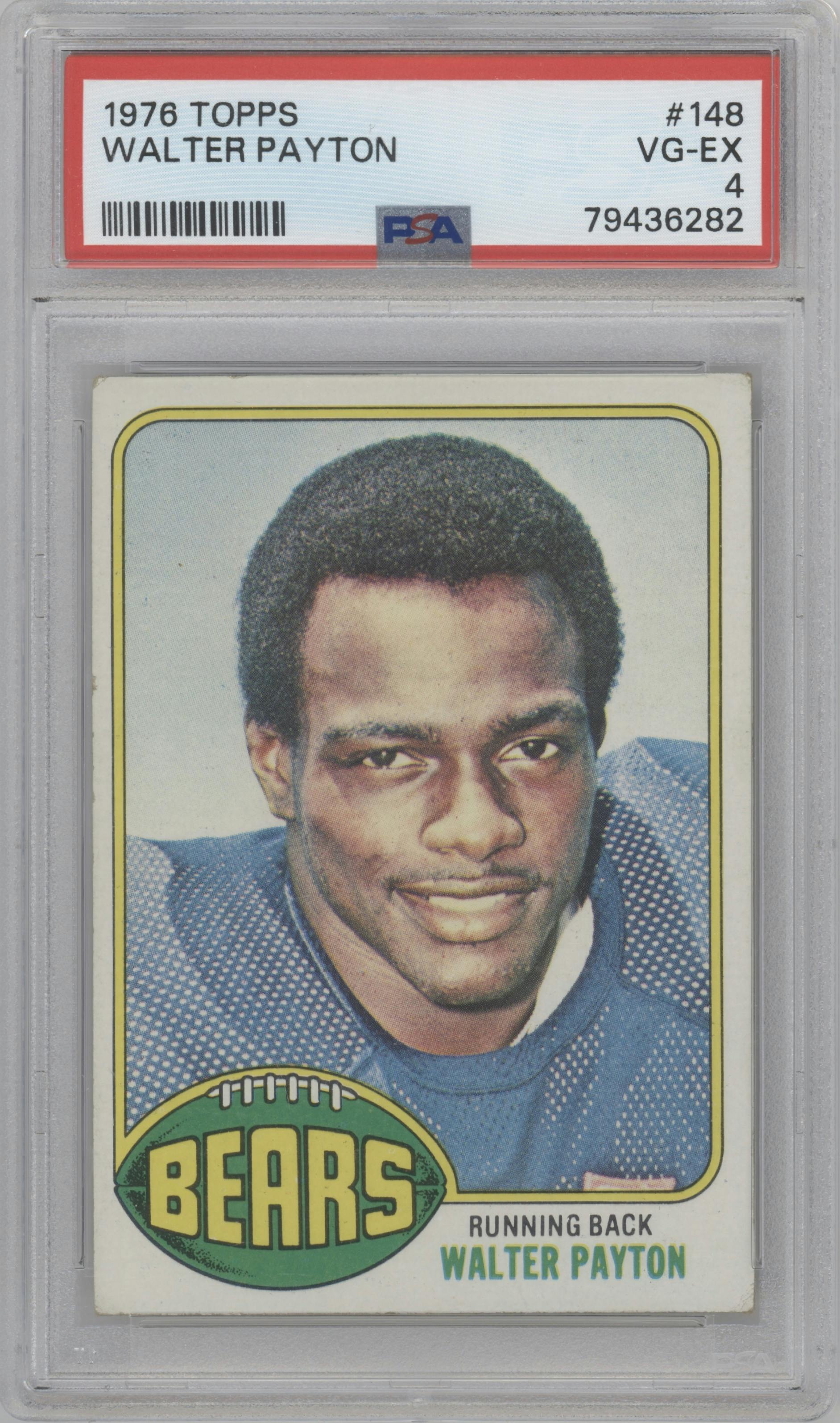 Walter Payton  from the 1976 Topps set graded by PSA and given an overall grade of 4.