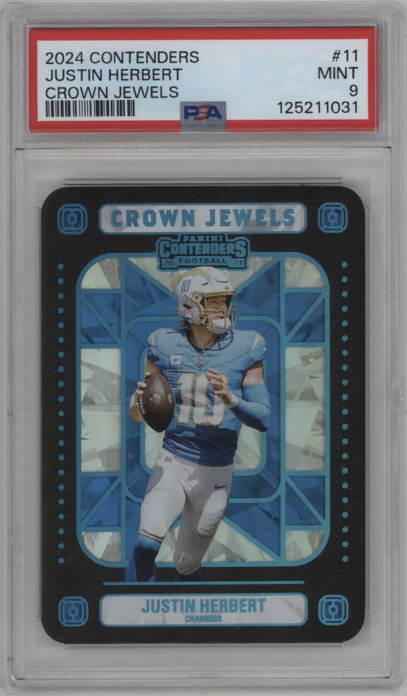 2024 Panini Contenders Crown Jewels Justin Herbert #11 PSA 9