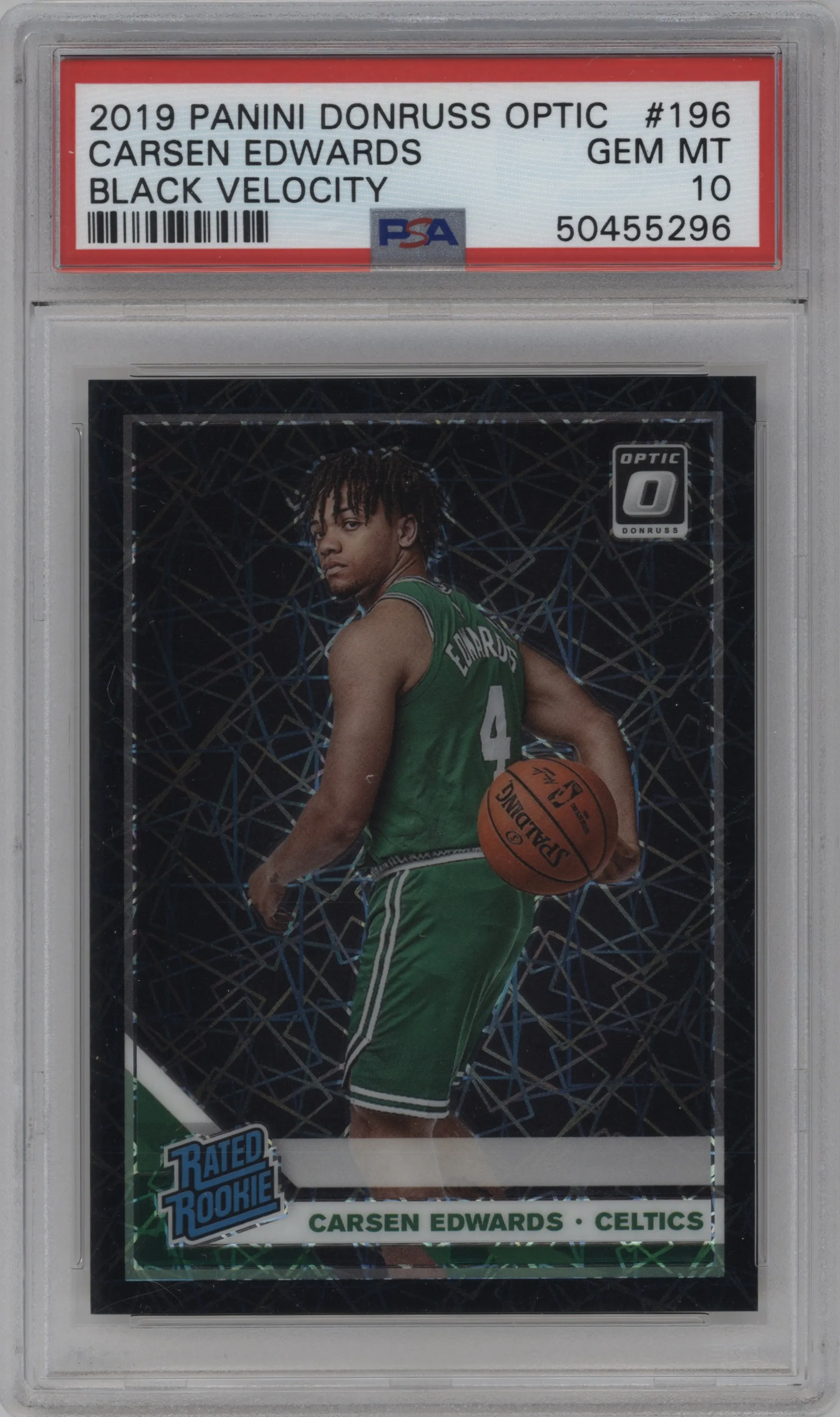 2019 Panini Donruss Optic Rated Rookie Carsen Edwards Black Velocity PSA 10