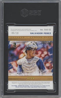 Salvador Perez from the 2016 Panini Diamond Kings set featuring a Prime parallel graded by SGC and given an overall grade of 10.