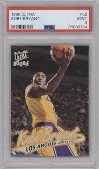 Kobe Bryant from the 1996-97 Fleer Ultra set graded by PSA and given an overall grade of 9.