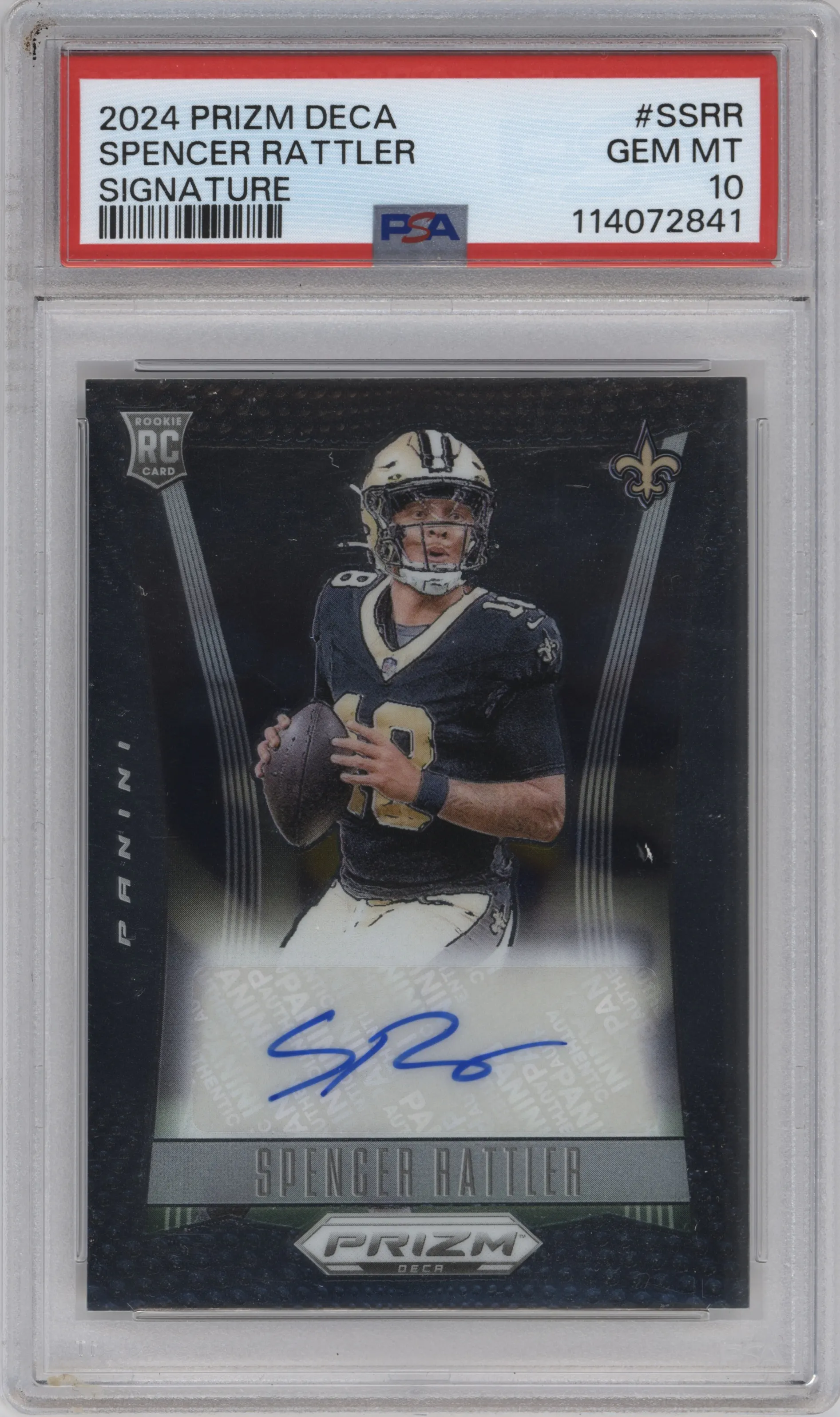 2024 Panini Prizm Deca Sig. Spencer Rattler #S-SRR PSA 10