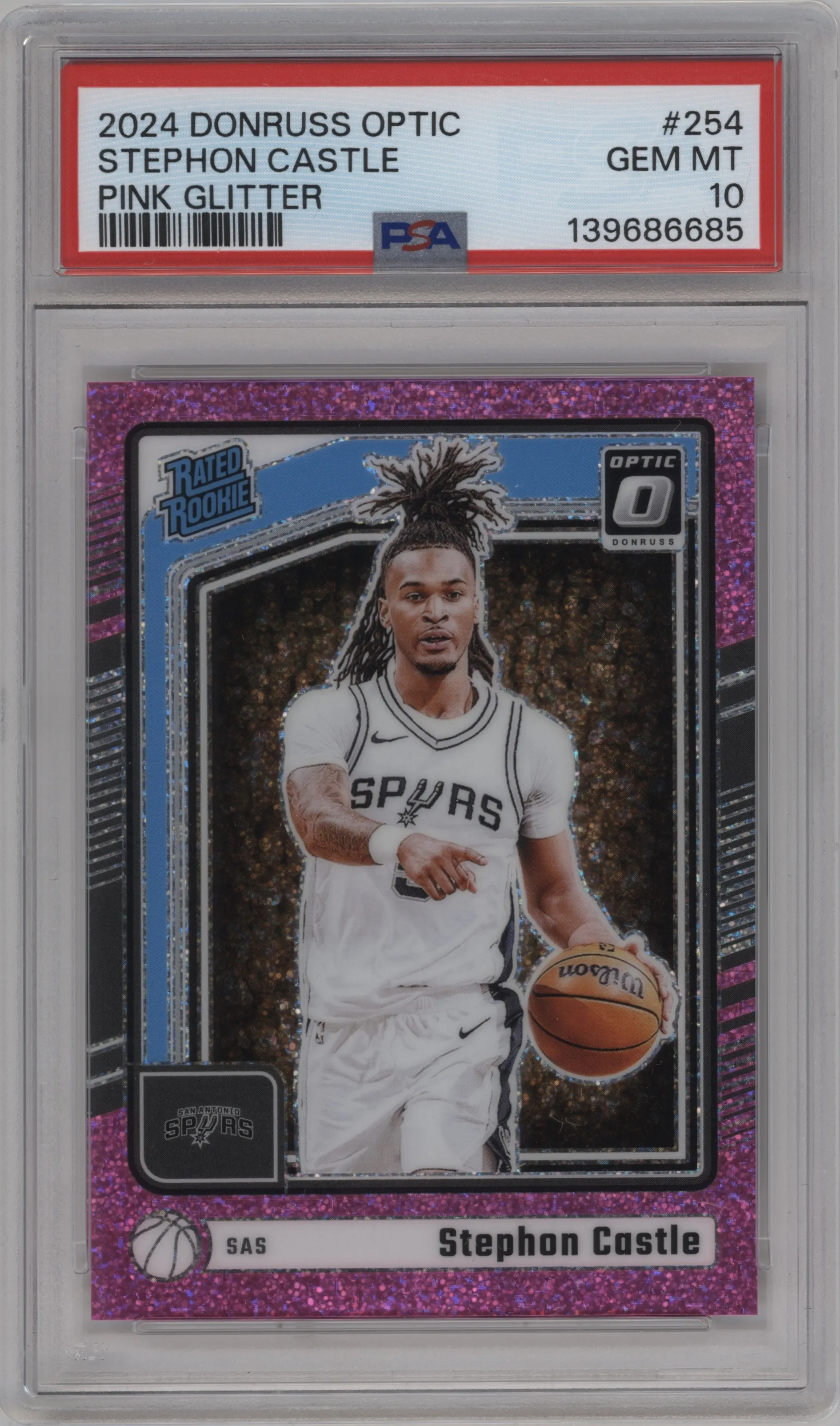 2024 Donruss Optic Rated Rookie Stephon Castle Pink Glitter #254 PSA 10