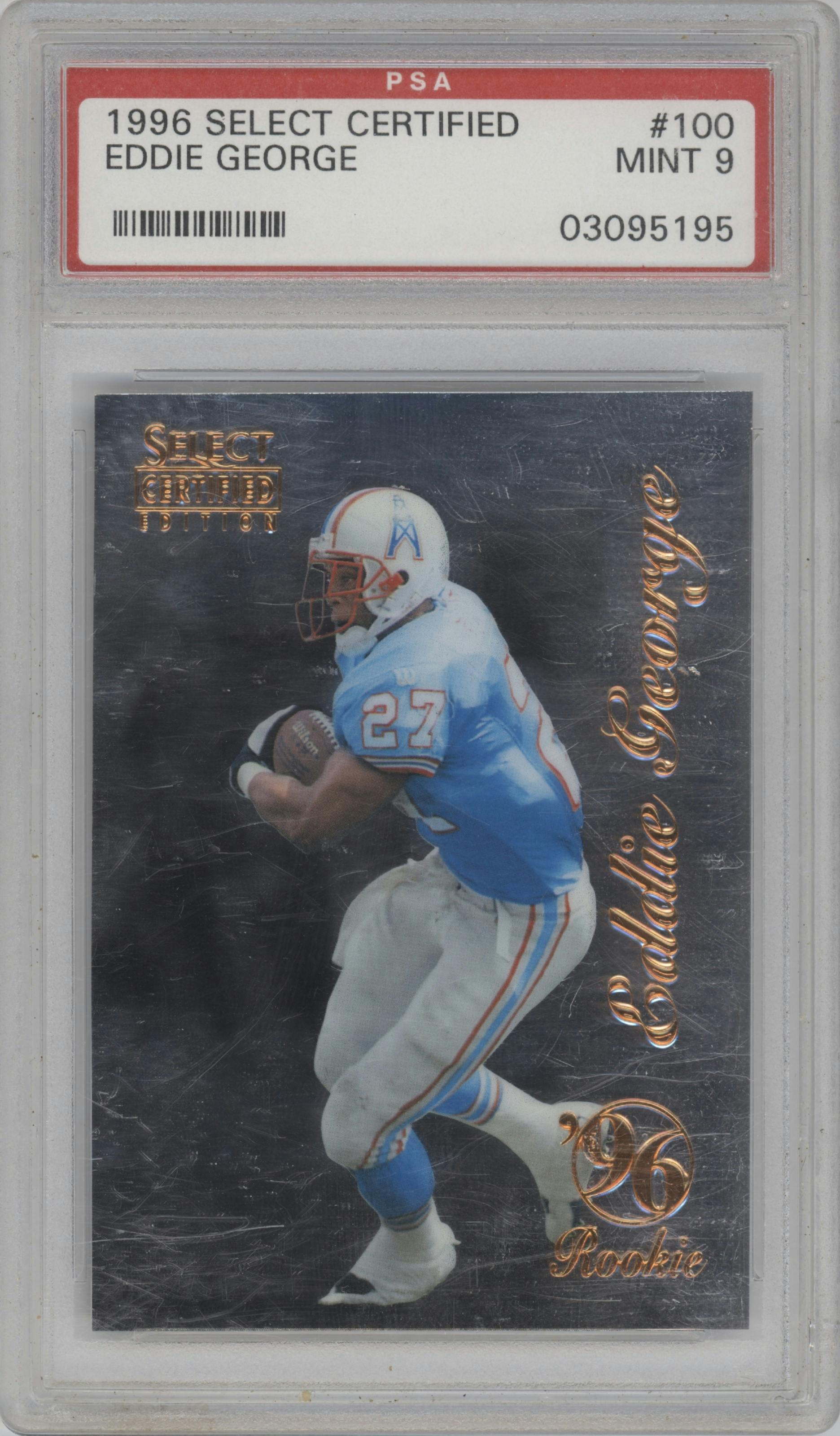 Eddie George from the 1996 Select Certified set graded by PSA and given an overall grade of 9.
