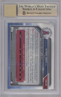 Kyren Paris from the 2019 Bowman Draft set featuring a Refractor parallel graded by Beckett and given an overall grade of 9.5.