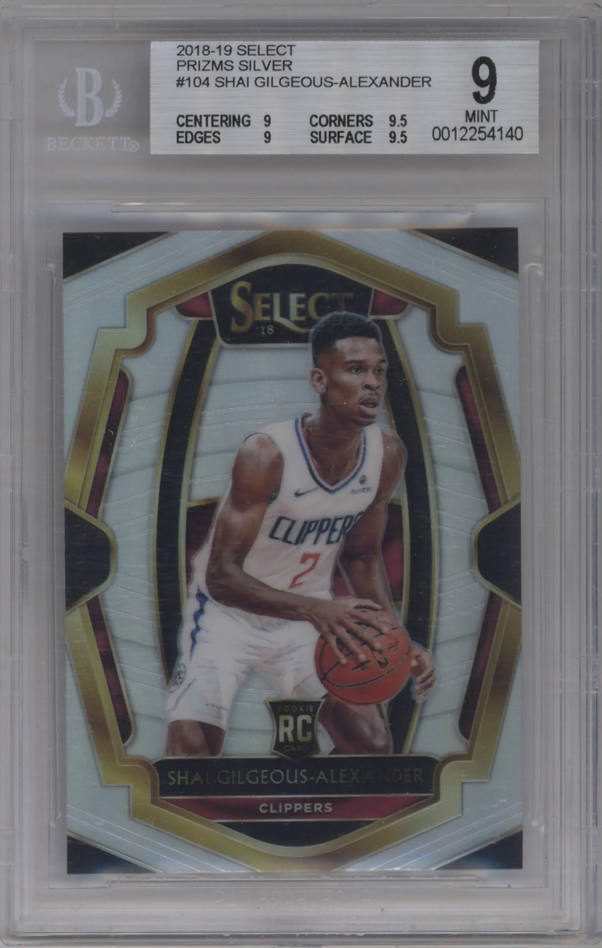 2018 Panini Select Pre.Lvl. Shai Gilgeous-Alexander Silver Prizm BGS 9