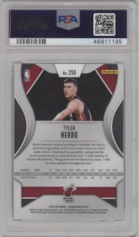 Tyler Herro from the 2019-20 Panini Prizm set graded by PSA and given an overall grade of 10.