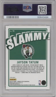 Jayson Tatum from the 2023-24 Donruss Optic set graded by PSA and given an overall grade of 10.