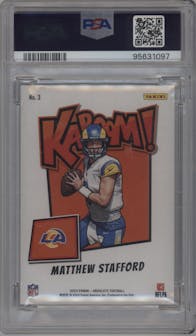 Matthew Stafford from the 2023 Panini Absolute set graded by PSA and given an overall grade of 10.