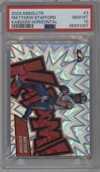 Matthew Stafford from the 2023 Panini Absolute set graded by PSA and given an overall grade of 10.