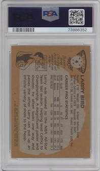 Larry Bird from the 1981-82 Topps  set graded by PSA and given an overall grade of 8.