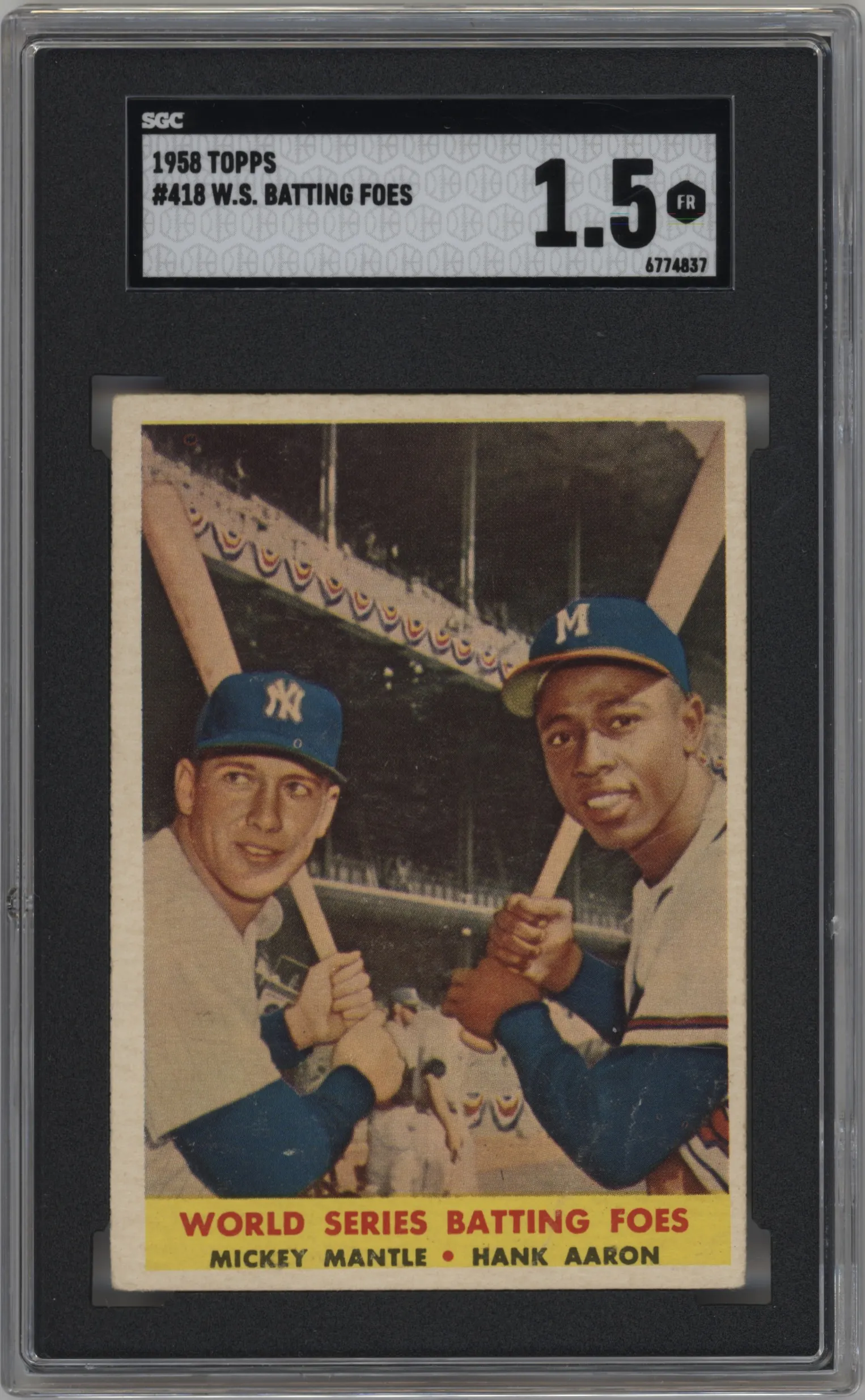 1958 Topps Mickey Mantle/Hank Aaron #418 SGC 1.5