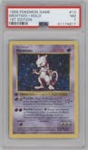 Mewtwo from the 1999 Pokemon set graded by PSA and given an overall grade of 7.