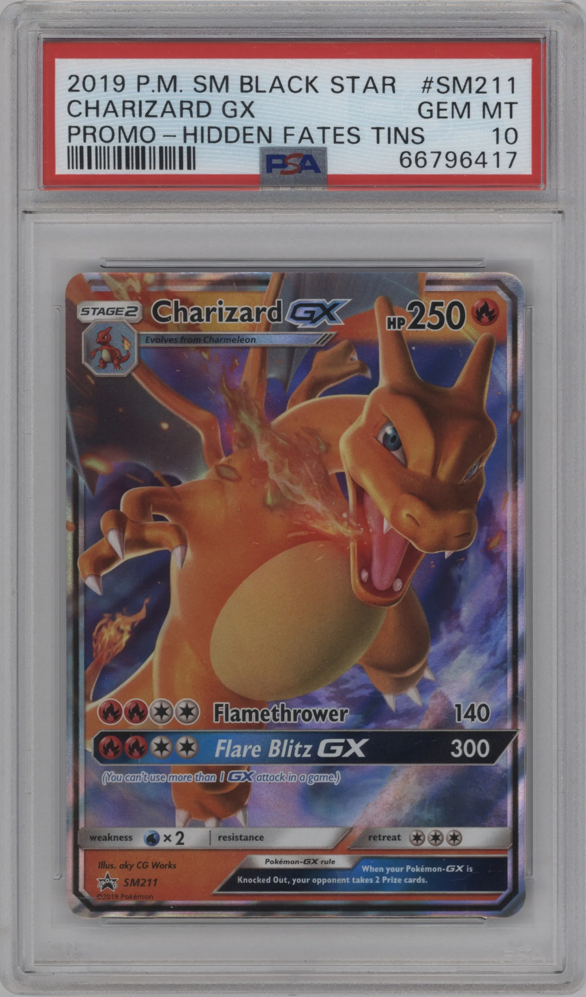 2019 Pokemon S&M Charizard GX Hidden Fates Tins #SM211 PSA 10