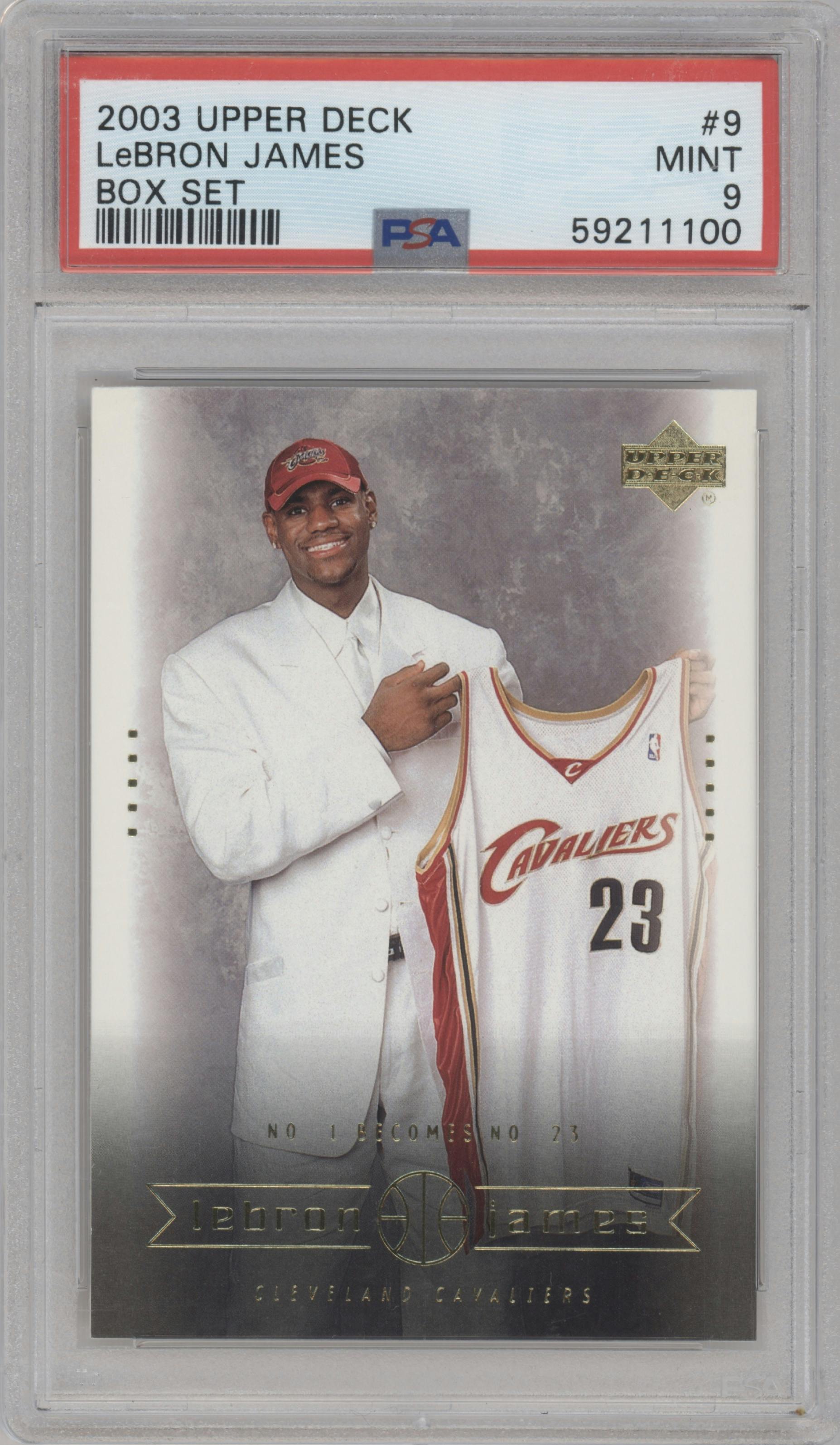 LeBron James from the 2003-04 Upper Deck LeBron James  set graded by PSA and given an overall grade of 9.