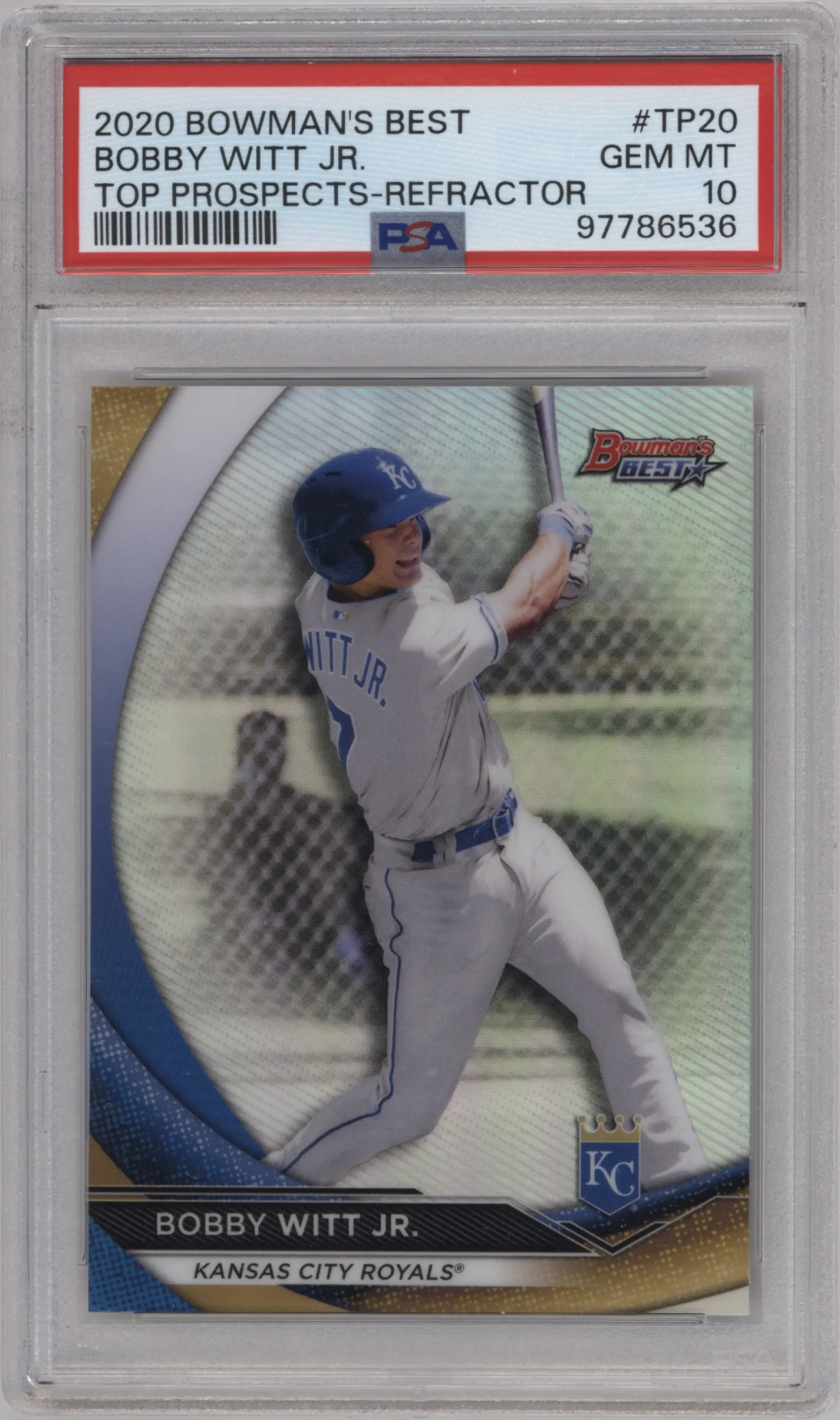 2020 Bowman’s Best Top Prospects Bobby Witt Jr. Refractor #TP-20 PSA 10