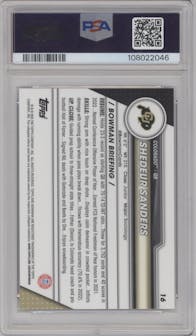 Shedeur Sanders from the 2023 Bowman Chrome University set graded by PSA and given an overall grade of 10.