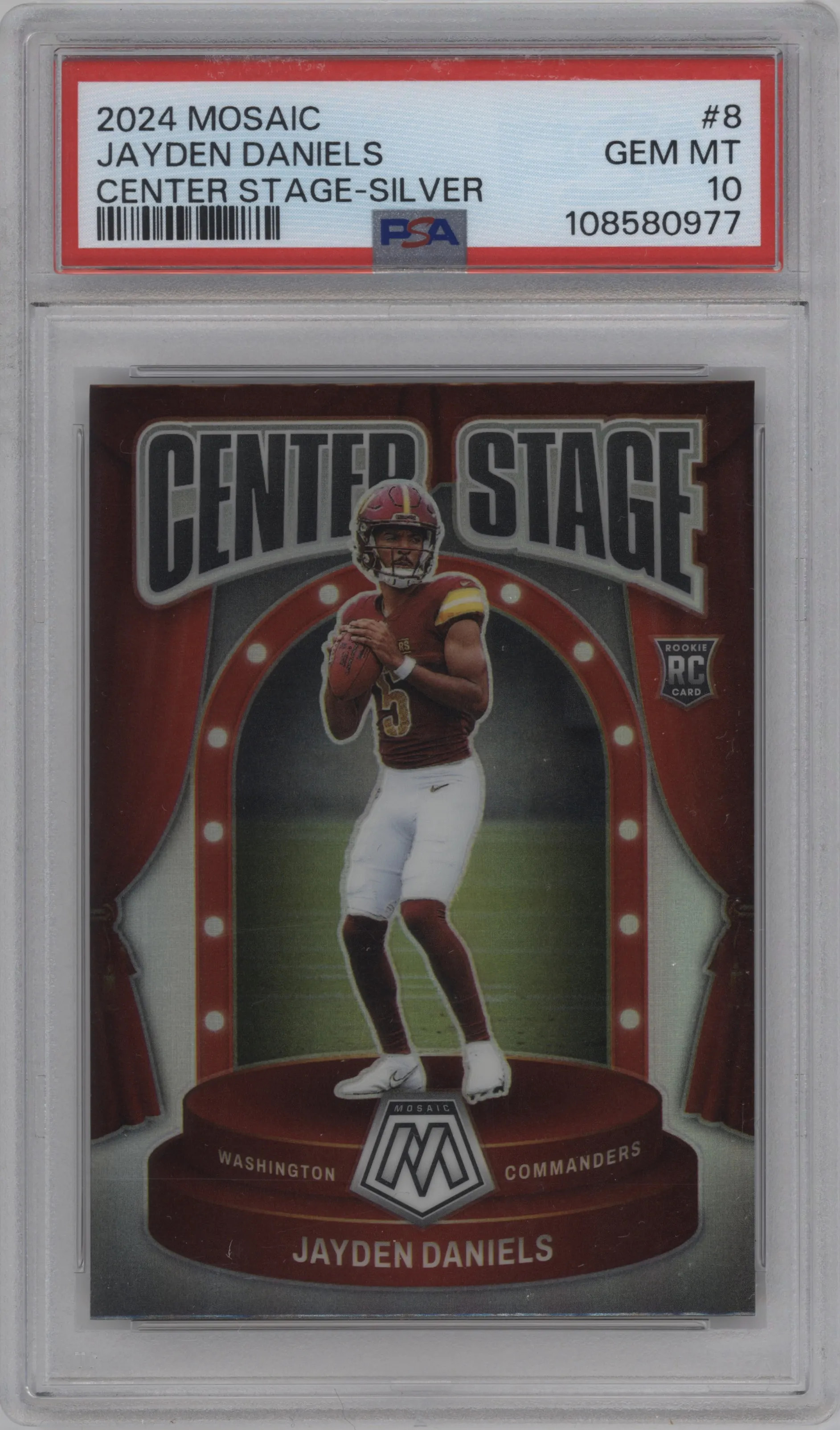 2024 Panini Mosaic Center Stage Jayden Daniels Silver #8 PSA 10