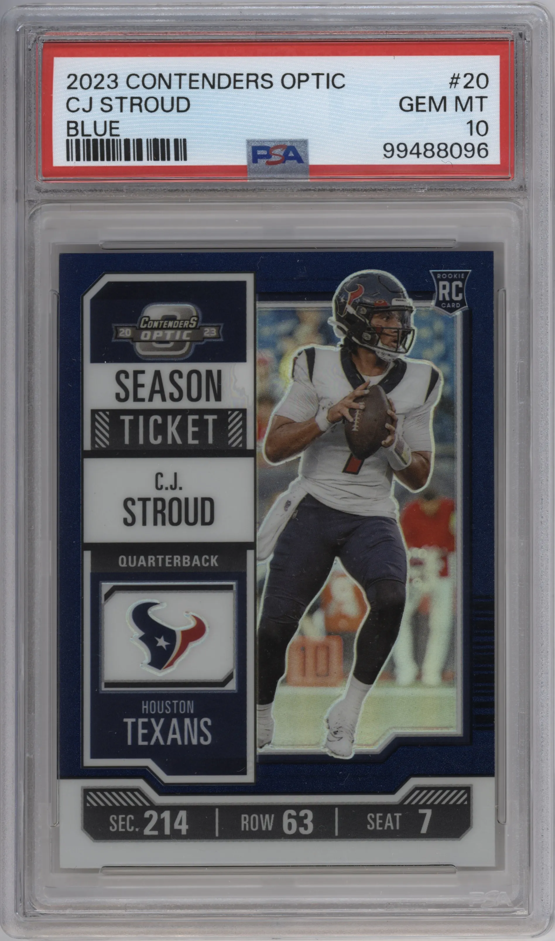 2023 Panini Contenders Optic C.J. Stroud Blue PSA 10