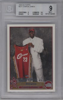 LeBron James from the 2003-04 Topps set graded by Beckett and given an overall grade of 9.