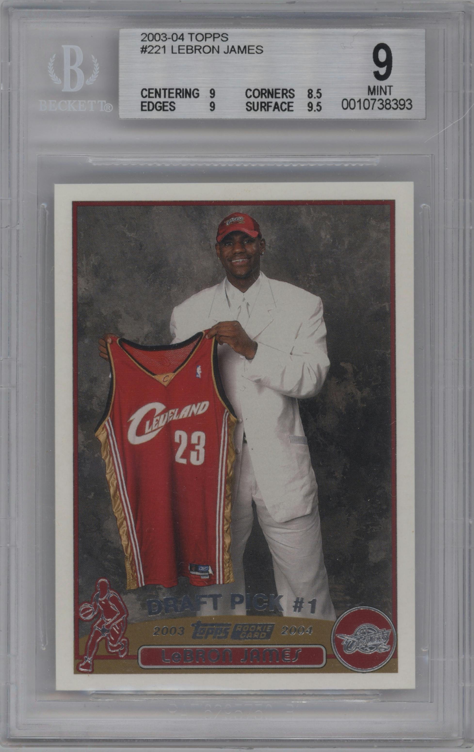 LeBron James from the 2003-04 Topps set graded by Beckett and given an overall grade of 9.
