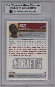 LeBron James from the 2003-04 Topps set graded by Beckett and given an overall grade of 9.