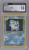 Blastoise from the 1999 Pokemon set graded by CSG and given an overall grade of 10.