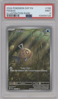 Feebas from the 2024 Pokemon SV set graded by PSA and given an overall grade of 9.