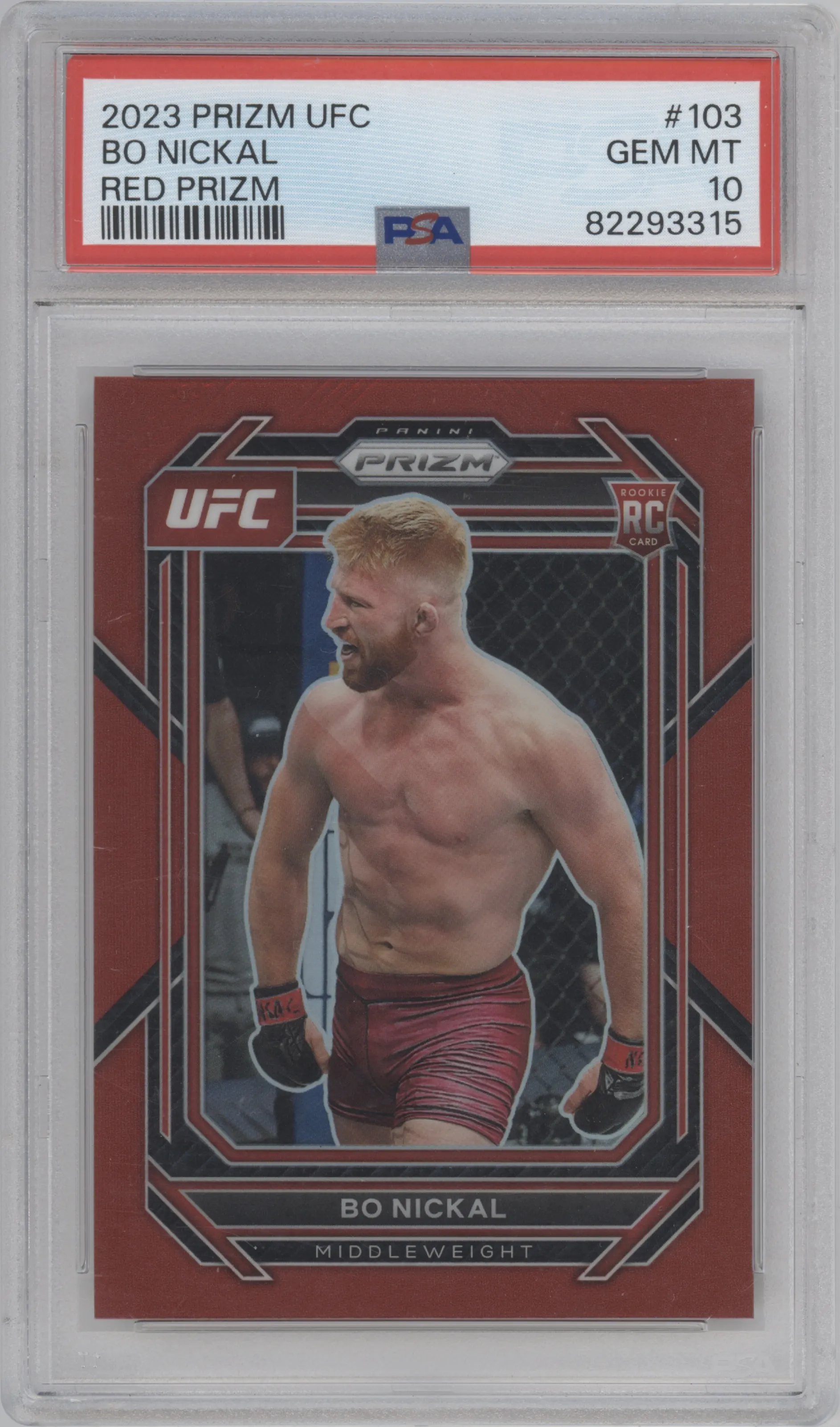 2023 Panini Prizm UFC Bo Nickal Red Prizm #103 PSA 10
