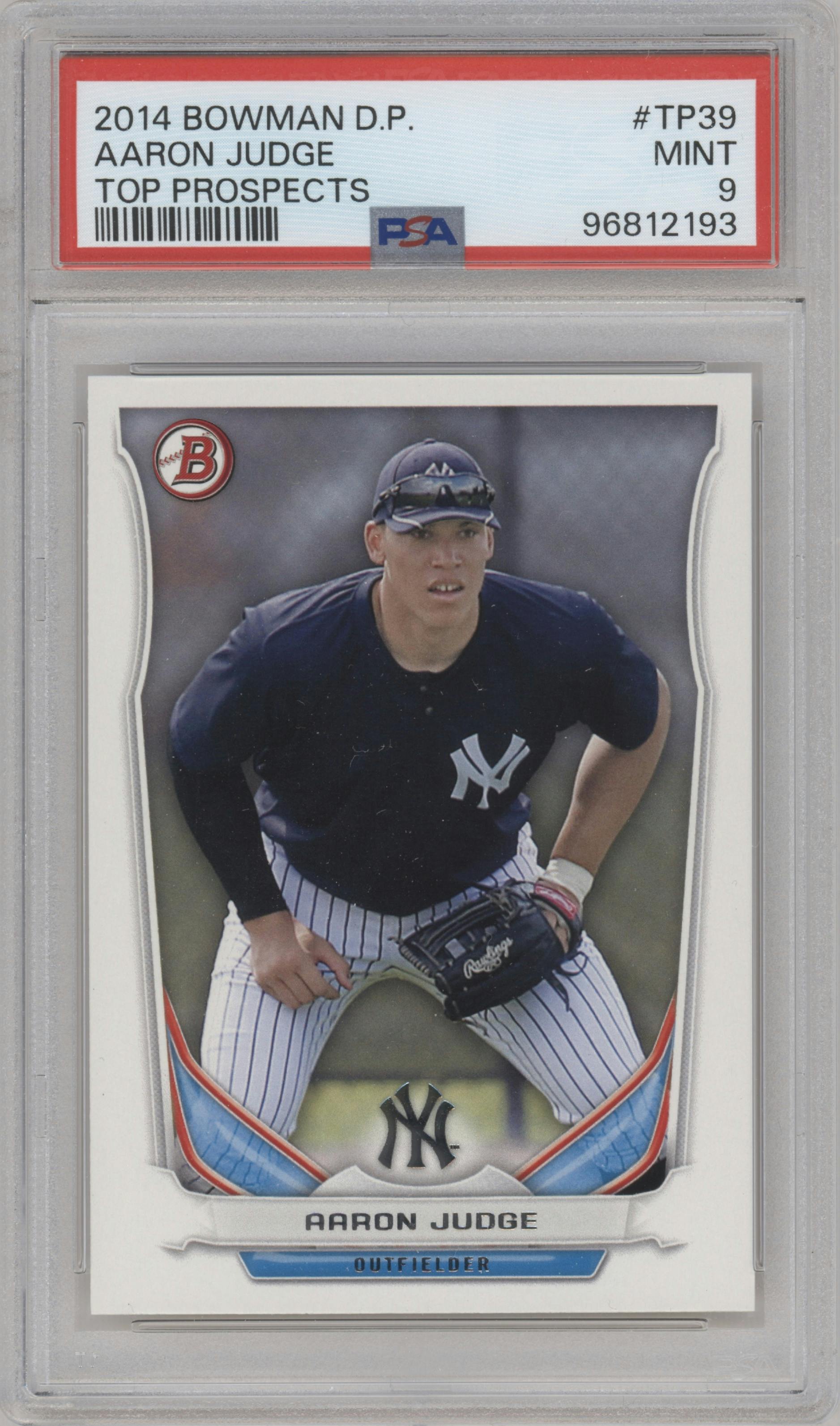 Aaron Judge from the 2014 Bowman Draft  set graded by PSA and given an overall grade of 9.