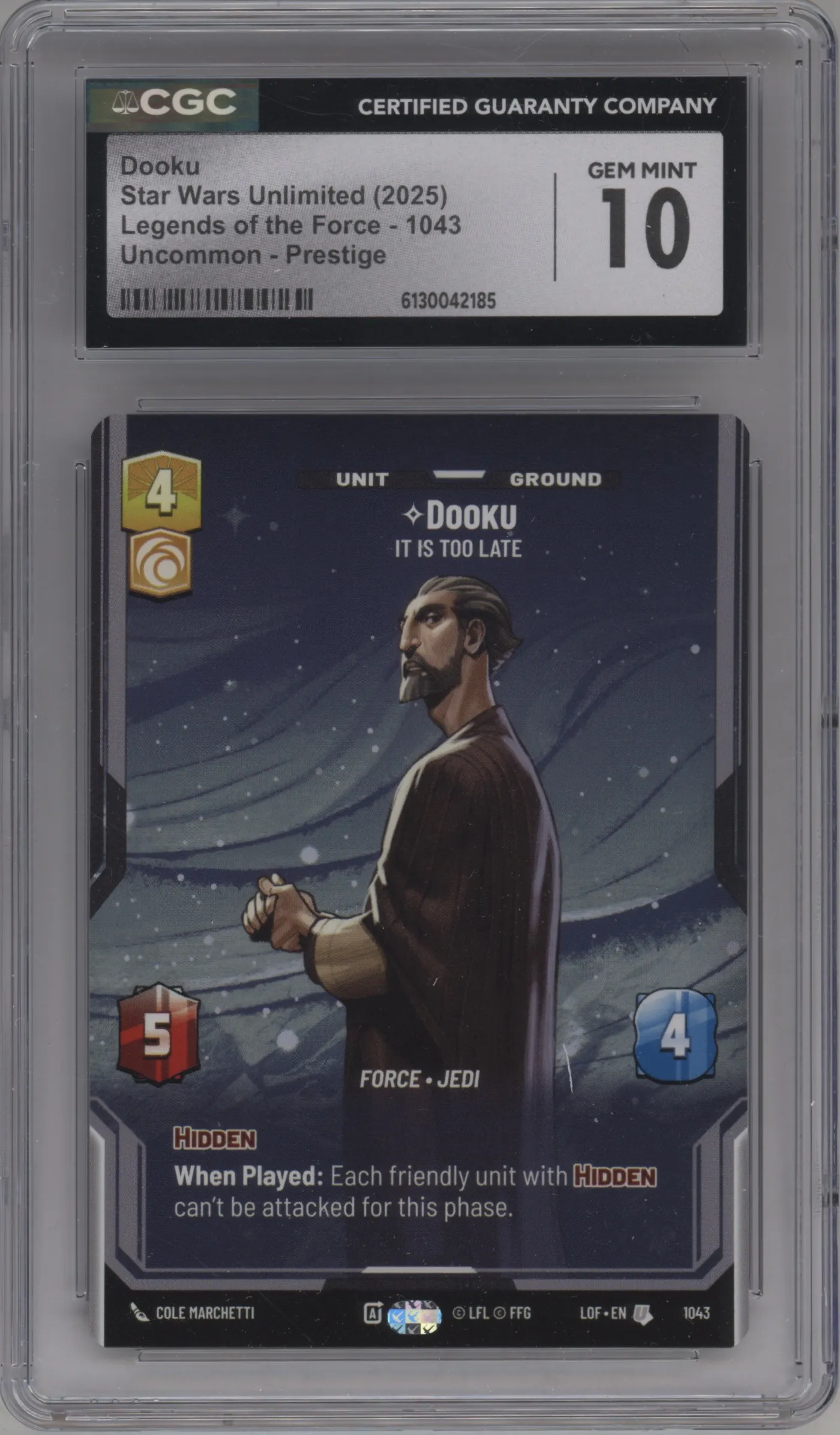 2025 Star Wars: Unlimited Legends of the Force Dooku Prestige #1043 CGC 10