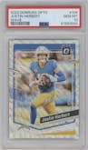 Justin Herbert from the 2023 Donruss Optic set featuring a Wave  parallel graded by PSA and given an overall grade of 10.